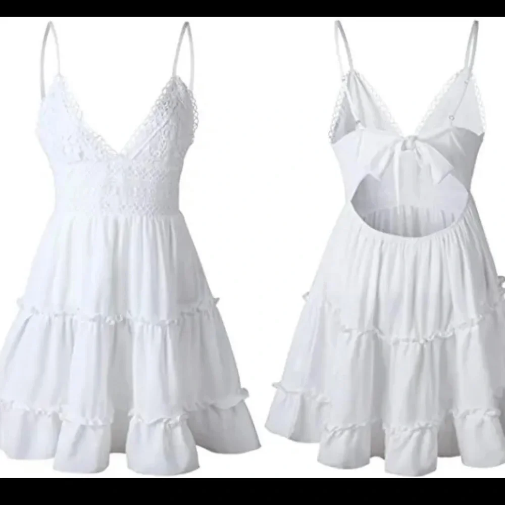 ECOWISH V-Neck Spaghetti Strap Bowknot Backless Lace Dress M NWT - Picture 2 of 8